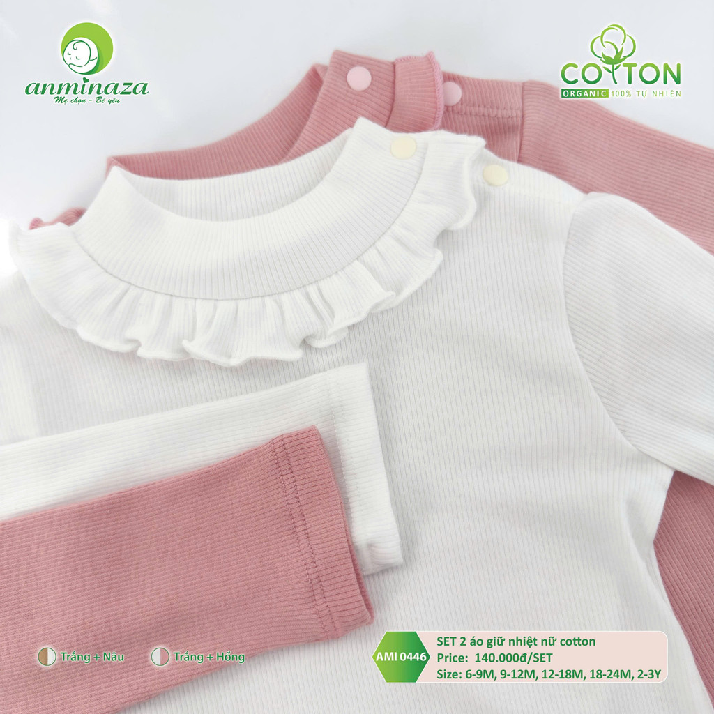 Set 2 Áo Giữ Nhiệt Bé Gái Vải Cotton Ấm Áp Giữ Nhiệt Tốt - Hàng Chính Hãng MIN0446