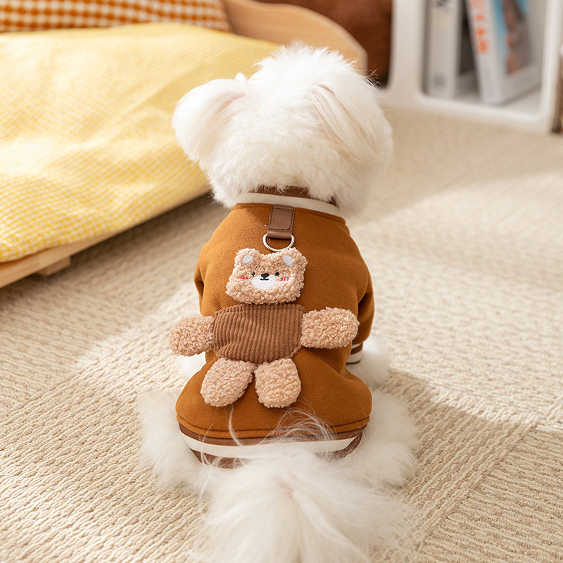 【Ready Stock】 New Autumn and Winter Korean Style Dog Cute Cartoon Small and Medium-Sized Dogs Bear Hoodie Cat Teddy Pet Dog Clothes hY7h