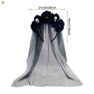 Vòng Tóc Xương và Hoa Đen cho Bé Gái - Phục vụ Tiệc Halloween