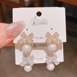 Bông tai bạc 925 sang trọng với ngọc trai và zircon