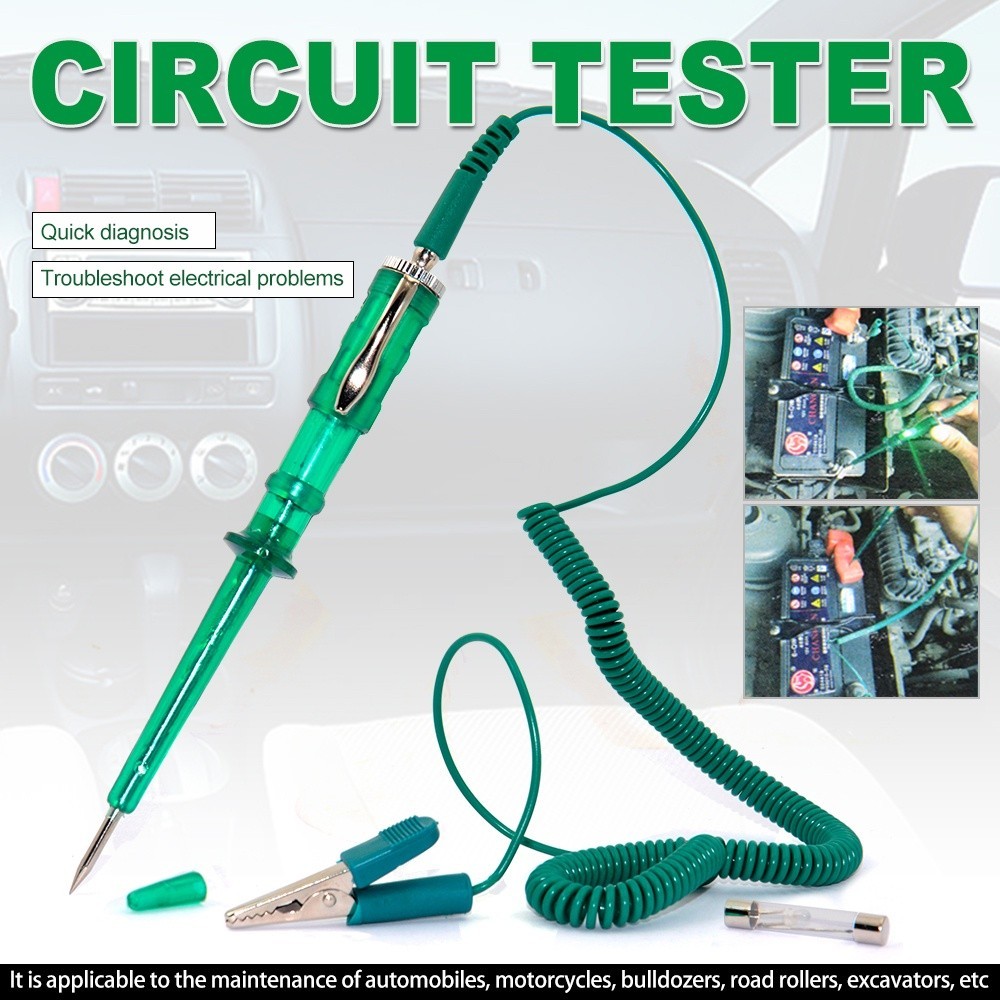 【24H】Bút thử điện DC 6V-24V kèm kẹp cá sấu và cáp cuộn linh hoạt, phù hợp cho thợ sửa chữa ô tô và xe máy chuyên nghiệp
