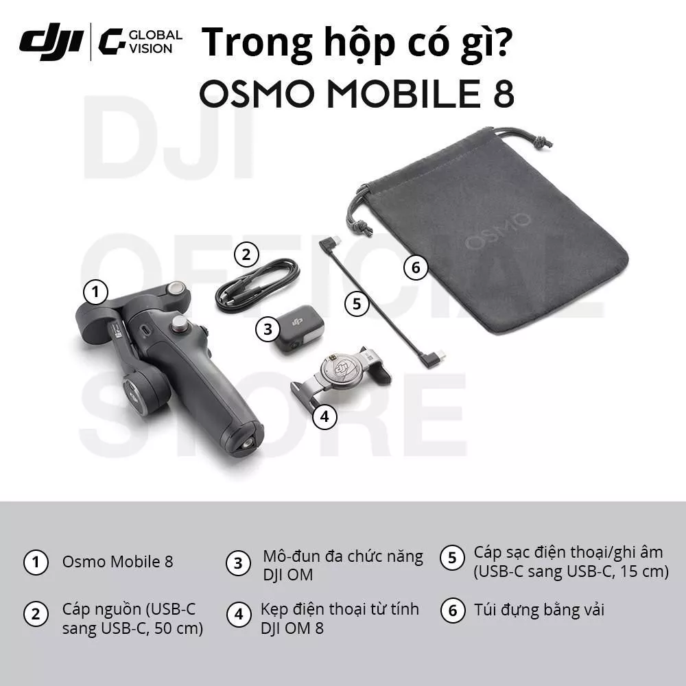 Gimbal chống rung điện thȯại DJI Osmo Mobile 8 có module/ Osmo Mobile 8 không có module - theo dõi chủ thể  - chính hãnġ