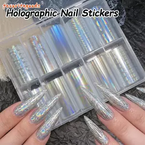 FAVORITEGOODS Dán Chuyển Móng Tay, Đề Can Giấy Dán Móng Tay Nàng Tiên Cá Ánh Sáng, Laser Chuyên Nghiệp Ba Chiều Hiệu Ứng Kim Sa Lấp Lánh Làm Móng Tay Đề Can DIY