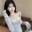 Hot Girl Pure Desire Ren Dây Thiết Kế Dệt Kim Khâu Giả Hai Mảnh Slim-fit Slimm