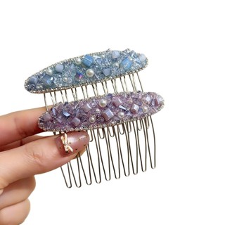 Phong Cách Hàn Quốc Pha Lê Mặt Trên Xuống Lược Nữ Phong Cách Mới Tinh Tế Kẹp Tóc Ánh Sáng Sang Trọng Gãy Tóc Nổ Bên Kẹp Tóc