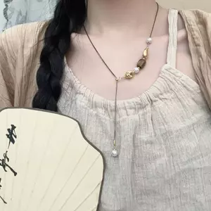 Mới Phong Cách Trung Quốc Melade Hổ Mắt Ngọc Trai Vòng Cổ Nữ Tính Khí Ánh Sáng Sang Trọng Đơn Giản Cao Cấp Áo Len Dây Chuyền Niche Vòng Cổ