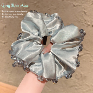 Cao Cấp Pha Lê Viền Satin Scrunchy Tóc Nữ 2026 Phong Cách Mới Buộc Bóng Dây Tóc Ánh Sáng Sang Trọng Phụ Kiện Tóc Mũ Đội Đầu