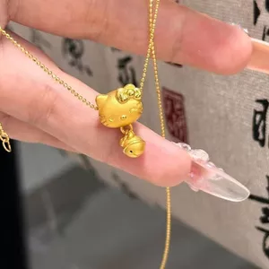 Chuông Vàng Hello kitty Chuyển Hạt Vòng Cổ Ngọt Ngào Đơn Giản Xương Đòn Dây Chuyền Bảo Quản Màu Sắc Cao