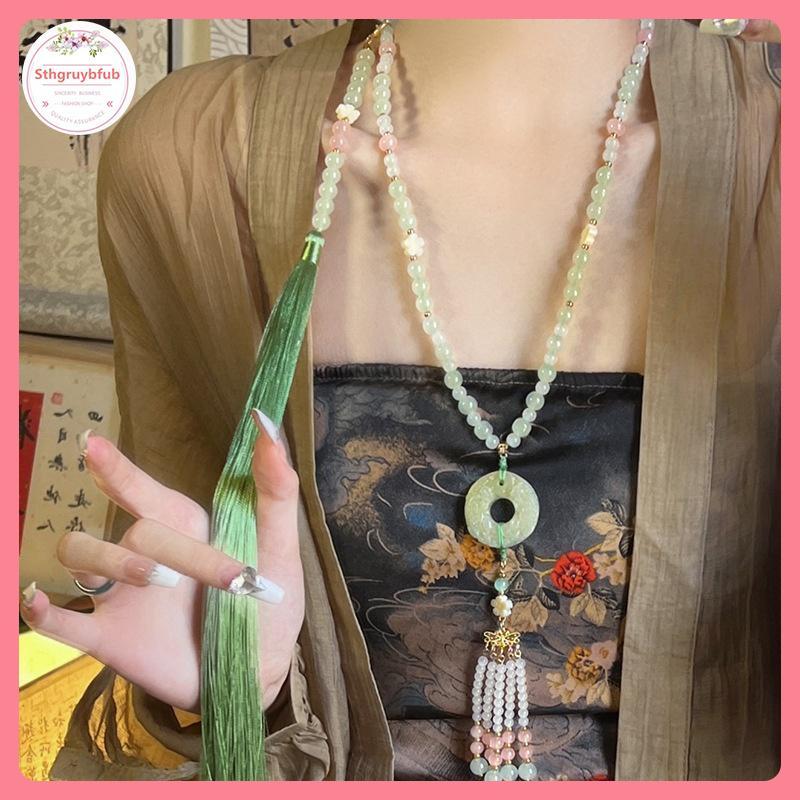 STHB Phong Cách Trung Hoa Đính Hạt Dài sel Nelaces Phong Cách Dân Tộc Hanfu Sườn Xám Nelaces Phụ Kiện Retro Trang Sức Dành Cho Nữ VN