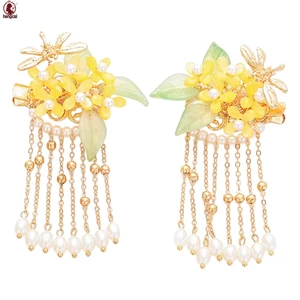 Osmanthus Tua Rua Kẹp Tóc Hợp Kim Nhựa Ngọc Trai Bên Barrette Có Răng Chống Trơn Trượt Cho Lễ Hội Chụp Ảnh Đám Cưới