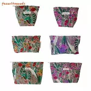 Túi ly hợp hoa FAVORITEGOODS, Túi trang điểm họa tiết rừng bằng vải Polyester, Dây kéo thời trang Đóng cửa dung tích lớn Túi đựng mỹ phẩm cầm tay Sử dụng du lịch