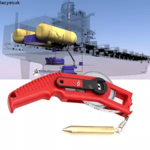 Đồng hồ đo dầu LACYESUK, Băng gạc dầu khắc quy mô kép, Băng keo bằng thép Carbon có thể thu vào nhanh bằng đồng thau Plumb Bob Oil Tank Băng đo độ sâu thuyền