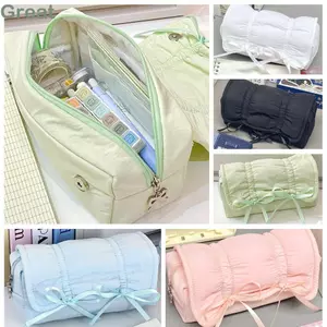Bút chì TUYỆT VỜI, Túi đựng bút dây rút nơ đa chức năng, Hộp đựng văn phòng phẩm màu trơn dung tích lớn Văn phòng trường học