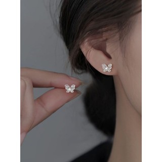 S925 Bạc Bướm Ngọc Trai Bông Tai Thời Trang Đơn Giản Nữ Trang Sức Quà Tặng Hàng Ngày