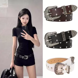 Thắt lưng đinh tán AWNGD, Thắt lưng Punk hợp thời trang Y2k, Thắt lưng khóa chốt Gothic đa năng cổ điển