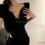Áo thun ngắn tay kim cương nóng thời trang Mỹ cổ điển dành cho nữ Slim-Fit Slimmer Look Sweet Hot Girl cổ chữ v