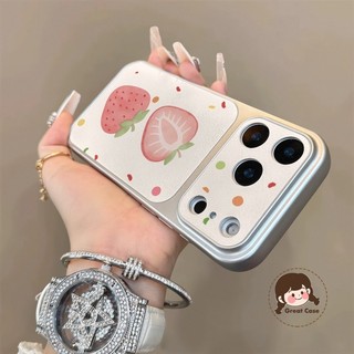 Ốp Điện Thoại Dâu Tây Sang Trọng Cho OPPO A98 A96 A80 A60 A79 A78 A77 A76 A58 A57 A56S A54S A95 A94 A92 A9 A74 A73 A72 5G 4G Ốp Lưng Da PU Dễ Thương Chống Rơi Vỏ Mềm