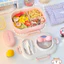 Hộp cơm trưa macaron dễ thương, phiên bản Hàn Quốc, màu trơn, phong cách nữ tính, hộp cơm trưa chia ngăn
