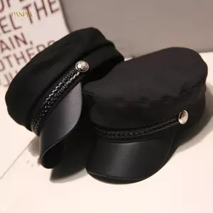 PNPIA- Mũ Da Thủy Thủ Mũ Flat Top Captain Cap Travel Cadet Hat