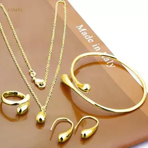 PNPIA- 4 Bộ Trang Sức Giọt Nước Thời Trang Cho Nữ Đơn Giản Nhẫn Nelace Vòng Tay Bộ Bông Tai Cho Tiệc Cưới Trang Sức