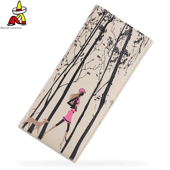 Women's Korean-Style Genuine Leather Long Wallet – Beige – 6