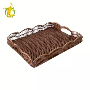 Giỏ dệt, Dụng cụ sắp xếp thức ăn, Khay phục vụ rau củ mây giả có tay cầm, Lý tưởng cho và