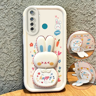 Ốp Lưng Cho Realme 5 c3 5i 6i 5 c3i 5s Vỏ Điện Thoại Vỏ Mềm Silicon Chống Sốc Gương Thẩm Mỹ Mới Có Giá Đỡ 360° Xoay thỏ dễ thương màu hồng cho bé gái JTXCEZJ3