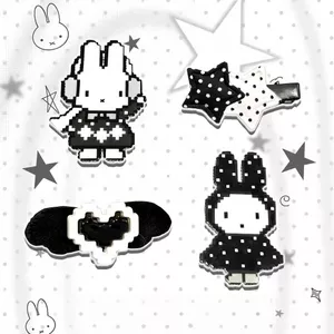 Yabi Đen Trắng Chấm Bi Pixel Miffy Thỏ Kẹp Tóc Với Đậu Tình Yêu Nổ Kẹp Ngôi Sao Bên Gãy Tóc Nữ 6.22