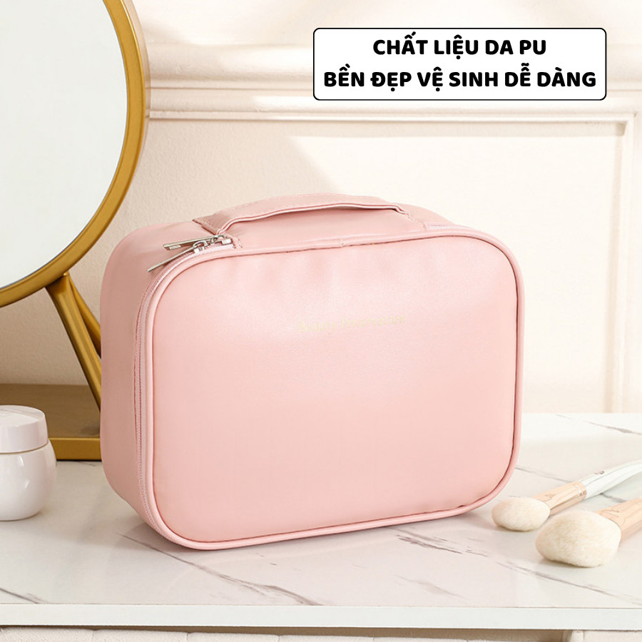 Túi Đựng Mỹ Phẩm Du Lịch ENODA HOME, Túi Đựng Đồ Makeup Trang Điểm Chia Ngăn Chất Liệu PU TUIPU005