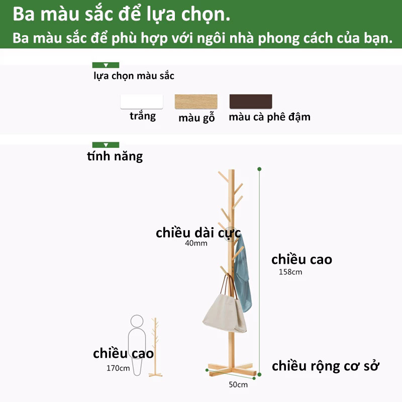 Kệ treo quần áo gỗ thiết kế cành cây đa năng phong cách hiện đại  phù hợp phòng khách phòng ngủ