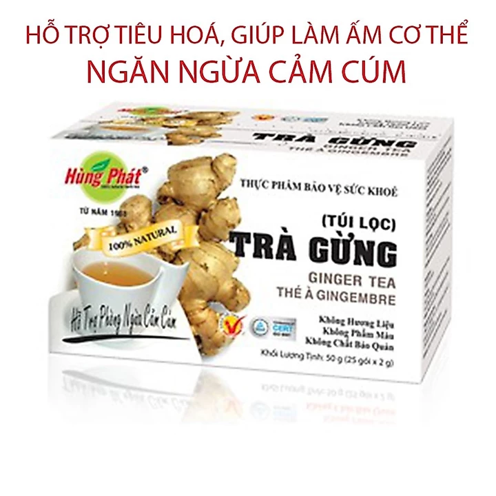 TRÀ GỪNG TÚI LỌC - tốt cho tiêu hóa, làm ấm cơ thể - ngăn ngừa cảm cúm - Thương Hiệu Trà Hùng Phát