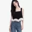 Áo thun ren viền màu tương phản thời trang mùa hè