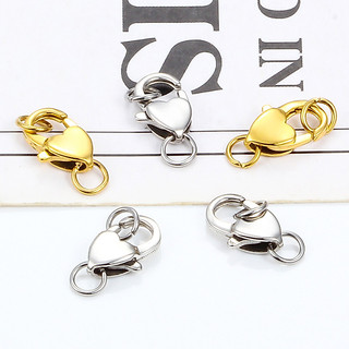 Trái Tim Thép Không Gỉ Tôm Hùm Khóa Nhảy Nhẫn Móc Kết Nối Vòng Tay Vòng Cổ Dây Xích Vàng DIY Trang Sức Làm Đồ Dùng