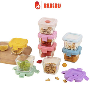 Hộp trữ đông thủy tinh cao cấp có vạch chia, nắp đậy nhựa chống rò rỉ