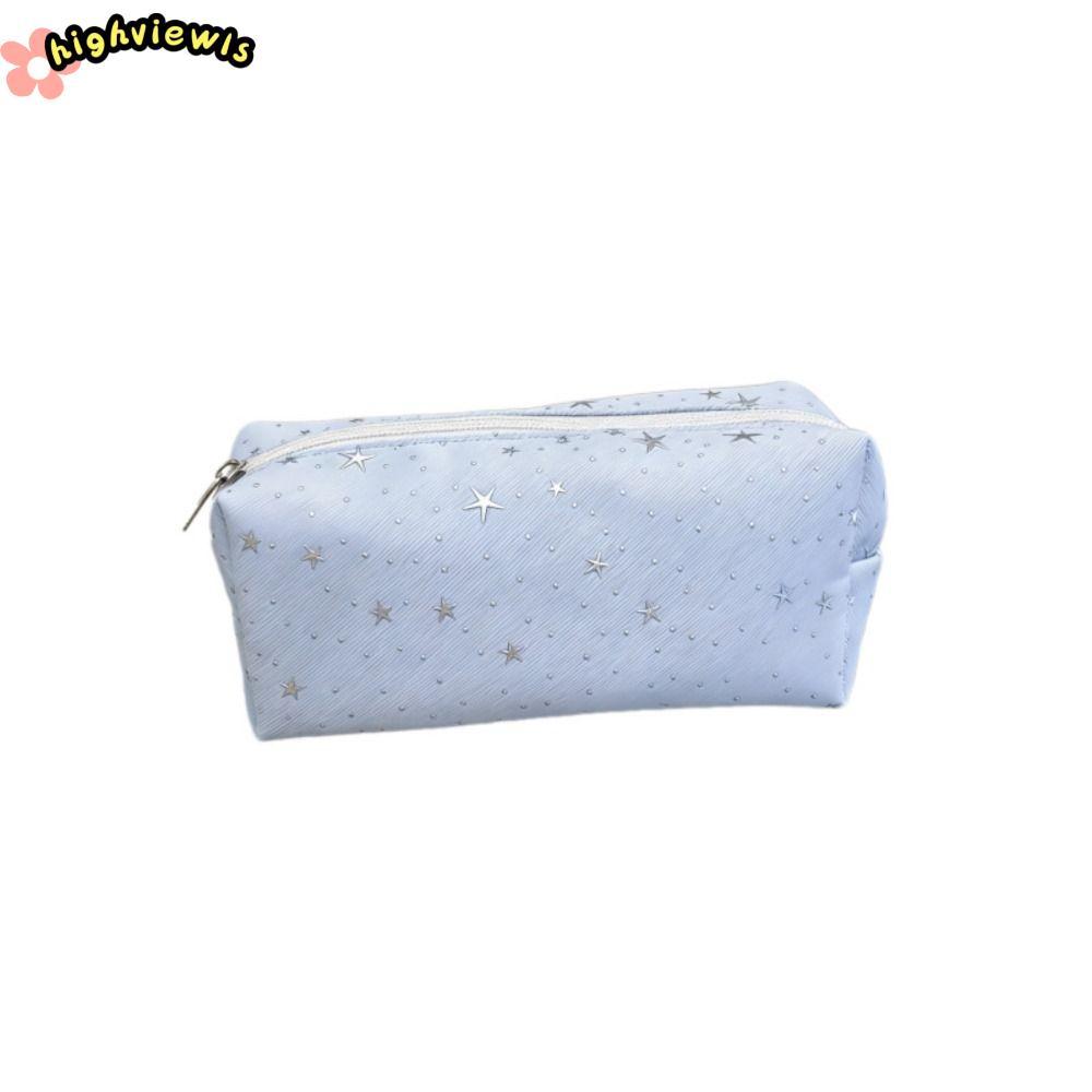 Túi đựng bút HIGHVIEWLS, Túi lưu trữ dung lượng lớn Star Polka Dot, Quà tặng bút chì thiết kế dây kéo di động
