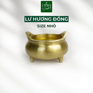 Lư Nhang Yên Thảo Mộc Bằng Đồng Loại Mini Đường Kính 4.4cm x Cao 4cm Trang Trí Bàn Thờ Dâng Hương