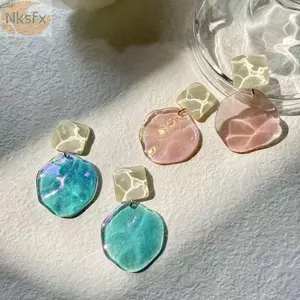 Bông tai thả NKSFX, Thiết kế hình học Bông tai mặt dây chuyền hình học Acrylic, Hình dạng không đều tinh tế Mặt dây chuyền Phong cách pha lê Bông tai cô gái Quà tặng