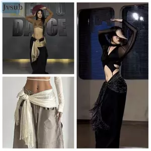 Khăn vải tua rua JVSUB, Phụ kiện khiêu vũ màu trơn Bông tai Kẹp, Trang trí quần jean dài Flowy Y2K Dạo phố Cape Belt
