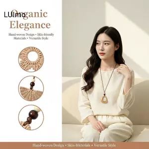 LUImo Mặt Dây Chuyền Nelace Giả Mây Dệt Hoa Quạt Hình Nhẹ Bohemian Trang Sức Cho Nữ Cô Gái Trang Trí Hàng Ngày SBS
