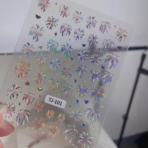 Năm Mới Nhiều Màu Sắc Hoa Làm Móng Tay Miếng Dán Cổ Tích Lông Tơ Lãng Mạn Nhấp Nháy Nhỏ Ngũ Giác Đài Tình Yêu Hoa Dán Móng Tay