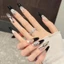 10 Chiếc Bấm Móng Tay Đen Bạc Pháp Mắt Mèo Lấp Lánh Bóng Đèn Handmade Nhân Tạo Acrylic Móng Tay Giả Cho Nữ Dự Tiệc Mặc