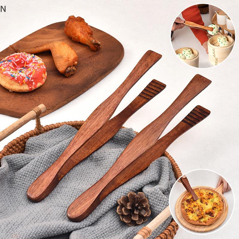 NS Gỗ Nhà Bếp Kẹp Thực Phẩm Salad Phục Vụ BBQ Lưỡi Thịt Bánh Mì Nướng Thực Phẩm Kẹp BBQ Kẹp Nhà Bếp Buffet Dụng Cụ NS