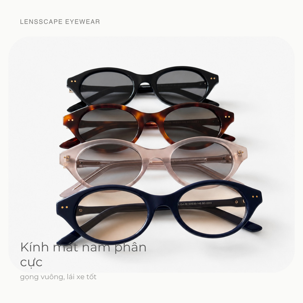 Kính mát nữ dáng oval gọng acetate UV400 dùng ban ngày