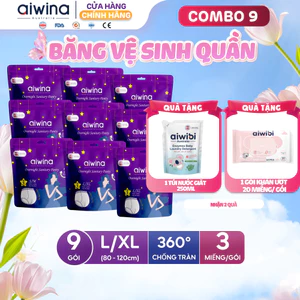 Combo 9 Băng vệ sinh quần Aiwina ngày và đêm size L/XL gói 3 miếng