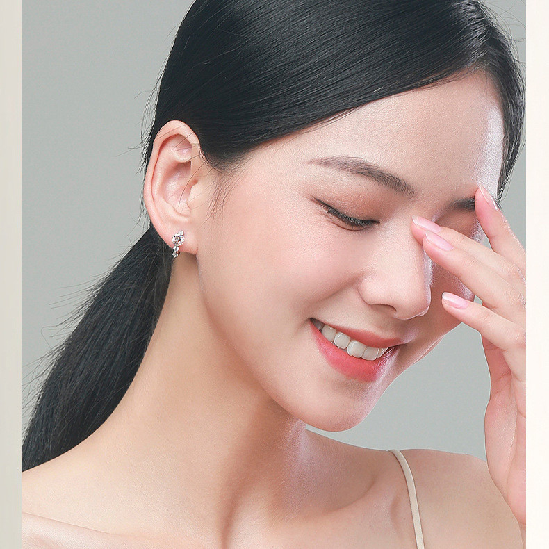 Bông tai siêu sáng bóng đơn giản và thanh lịch bằng bạc S925