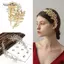 AqToCna Retro Lá Vàng Nho Cưới La Mã Đầu Ngọc Vương Miện Tóc Sang Trọng Vòng Đầu Tiara Phụ Kiện Nữ Thần AqToCna
