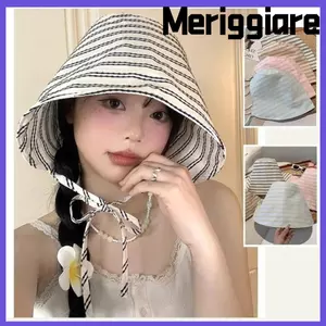 Mũ ngư dân MERIGGIARE, Mũ xô sọc có thể điều chỉnh, Vành rộng thoáng khí Mũ chống nắng đi biển ngoài trời