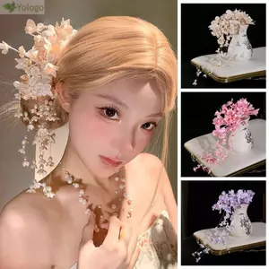 Kẹp bên tua rua YOLOGO, Kẹp tóc hoa phong cách Trung Quốc, Kẹp bên sang trọng Mũ đội đầu đám cưới