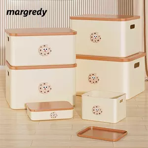Hộp lưu trữ bằng nhựa MARGREDY, Trang trí bánh quy hoạt hình có nắp Hộp lưu trữ đồ lặt vặt, Hộp đựng mỹ phẩm bằng nhựa dung tích lớn tại nhà
