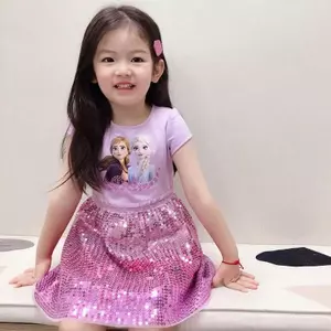 Bé gái (110-160) Váy công chúa đính sequin dễ thương phong cách mới mùa hè